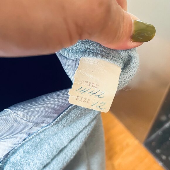 Vintage 1960s two pieces set, light blue woven jacket & straight skirt, AlJean - Picture 11 of 11